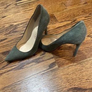 Olive green suede heels